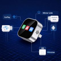 Adaptador Inalámbrico CarPlay 4 en 1 2026, Compatible con Android Auto y Duplicación de Pantalla, Conexión Plug & Play para Autos con CarPlay Cableado