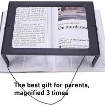 A4 magnifying glass, large 3X foldable full-page desktop magnifier with LED lights for the elderly, low vision book reading aid