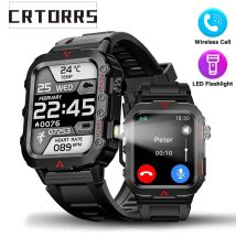 Flashlight Smartwatch Fitness Clock Health Monitor Waterproof Smart Watch Bluetooth Call Sports Watches for Man IOS Android 2025