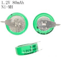 10 TEILE/LOS 1,2 V 80 mAh Ni-MH Mit Pins Ni MH Batterien Wiederaufladbare Knopfzelle Für Timer