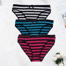 YOUREGINA Gestreifte Damenunterwäsche Plus Size Nahtlose Höschen Baumwolle Unterwäsche Slips Damen Unterhosen Dessous 3 teile/los