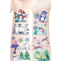 12 pcs Sparkling Christmas Temporary Tattoos - Snowflake, Snowman, Penguin & Reindeer Designs | Perfect for Holiday Parties,