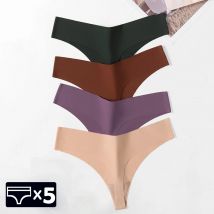 WarmSteps 5 Teile/satz Damen Tangas Nahtlose Höschen für Frau Unsichtbare Unterwäsche Dessous G Strings Tangas 5 Stück Packung T-back