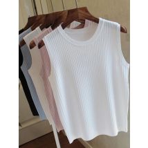 Korea Gestrickte Westen Frauen Top Sommer Ärmellose Bluse Frauen Oansatz Gestrickte Bluse Shirt Frauen Kleidung Frauen Tops 2026