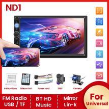 Navifly ND1 2 din Radio samochodowe 7 "HD Ekran dotykowy Autoradio Odtwarzacz multimedialny Uniwersalny samochodowy odtwarzacz stereo MP5 Kamera BT SWC TF FM