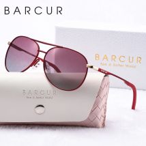 BARCUR Rosa polarisierte Sonnenbrille, leicht, Metall, ovaler Rahmen, blaue Farbverlaufslinse, Damen-Sonnenbrille, Bekleidungszubehör