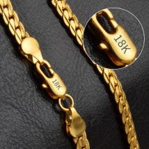 18K złoty/srebrny kolor 6mm pełny boczny naszyjnik 8/18/20/24 Cal łańcuch dla kobiet moda męska