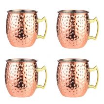4 Stück 550 ml gehämmerte verkupferte Moskauer Mule Becher Cocktail Bier Kaffeetasse Trinkgeschirr Tazas