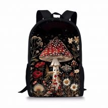 Mushroom Forest Einlagiger Rucksack für Jungen/Mädchen, beste Geschenke für Kinder, 2D flache Cartoon-Schultaschen für Schüler
