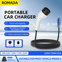 ROMADA Typ2 IEC62196-2 Für Elektrofahrzeug 7KW 32A EV Tragbares Ladegerät 3M 5M 10M 15M 20M Kabel EVSE CEE Stecker Wallbox Adapter