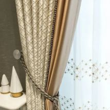 French High-end Curtains for Living Dining Room Bedroom Jacquard Villa Cream Color Window White Tulle