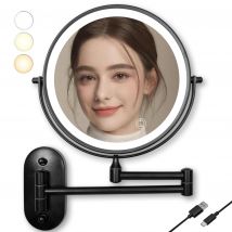 8-Zoll-LED-Wand-Schminkspiegel, faltbar und einziehbar, ohne Stanzen, doppelseitiger Spiegel mit Licht