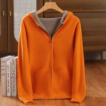 Maglione da uomo in cashmere lavorato a maglia con cardigan spesso e sciolto in pura lana al 100% a doppia faccia in autunno e inverno.