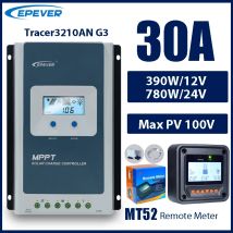 Controlador de carga Solar MPPT de 30A, Panel Solar de voltaje máximo de batería de 12V/24V, regulador EPEVER de 100V con Monitor de datos MT52