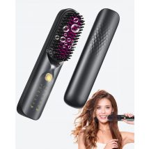 Pettine e bigodino per capelli lisci 2 in 1 senza fili Batteria da 10000 mAh Ioni negativi Ricarica USB 30 secondi di riscaldamento Spazzola per lo styling adatta ai viaggi