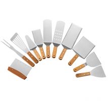 Piastra per esterni Spatola per griglia in acciaio inossidabile Spatola per raschietto Spatola piatta Pancake Flipper Hamburger Turner per grigliare JT596