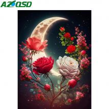 Azqsd 5d Diamant malerei Mond landschaft volle neue Stickerei Rose Blume Haupt dekoration DIY Handwerk Handarbeit Strass Geschenk
