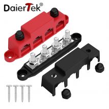 DaierTek 12 V Stromverteilerblock 250 A Sammelschienenklemmenblock 4 x 3/8 Zoll Anschlussbolzen 3 x # 8-polige Schraube 48 VDC 300 VAC
