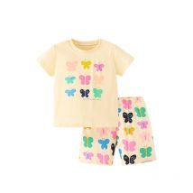 Spring meter Neuankömmling Schmetterling Kinder Outfits für Sommer Mädchen Kleidung Sets Kurzarm