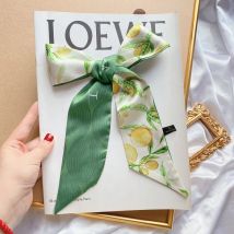 2025 Summer New Fresh Fruit Series Silk-like Satin Small Ribbon Women's Hair Band Arm Bag Scarf Twill Silk Scarf Headband