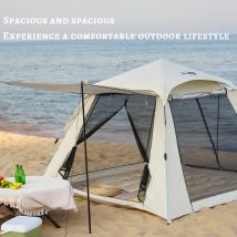 Una tenda pop-up per 2-4 persone per campeggio all'aperto, facile da impostare, veloce da aprire, antivento, parcheggio, ventilazione aggiornata