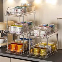 Tasse Lagerung Rack Küche Schrank Bar Doppel Tee-Set Becher Halter Multifunktionale Verschiedene Organisation Arbeitsplatte Herausziehen Regal