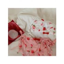 SP&CITY Strawberry Printed Cute Bow Sexy Women's Underwear Sweet Girl Milk Silk Breathable Panties Cotton Crotch Ruffle Briefs
