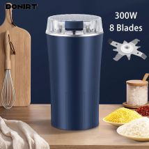 Smerigliatrice elettrica per cereali 110V/220V 8 lame Smerigliatrici per chicchi di caffè 300W Noci in acciaio inossidabile Fagioli Mulino per cereali Rettificatrice per erbe