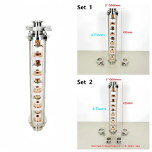 NEW 6 Or 7 Floors 2inch FlangeOD64mm Distillation Lens Column With Big Copper Bubble Platte Sets,Tri-Clamp Sight Glass Union
