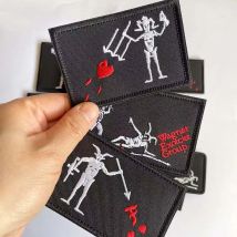 Pirate Flags Skull Heart Tactical Backpack Badge,Black Beard Edward Teach Emblem Fabric Applique Embroidery Hook and Loop Patch