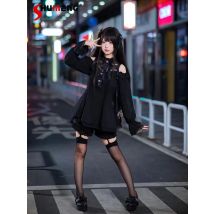 Japanische Mine Stil Sets Off-schulter Langarm Spitze Spleißen Bogen Dünnes Mini Kleid Hohe Taille Shorts Zwei Stück set Frauen Frühling
