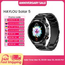 HAYLOU Solar 5 Smartwatch con Chiamate Vocali, Display AMOLED da 1,58'' 60Hz, Monitoraggio della Salute 24H, Smartwatch Sportivo per Uomini