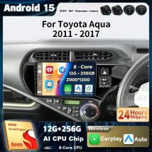 Android 15 Carplay 4G WIFI Car Radio For Toyota Aqua Prius C 2011-2017 Navigation GPS Multimedia Video Player 2Din DVD Stereo BT
