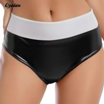 Damen Boxershorts aus Lackleder im Wet-Look, Shorts, Pole Dance, Rave-Party-Outfits, metallische Slips, glänzendes Performance-Rave-Kostüm