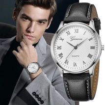 Luxury Mens Watches Black Rose Gold Leather Quartz Watch Woman Business Sport Waterproof Bracelet Male Clock Watch Gift For Men