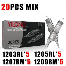 YILONG 20Stk # 12 0,35 mm gemischte Tattoo-Patronennadel, professionelles steriles Einzelpaket für Patronen-Tattoo-Maschinenstift