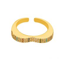 Liora Luxury Cubic Zirconia Heart Open Rings For Women Stainless Steel 18K PVD Gold Plated Finger Ring Femme Wedding Jewelry