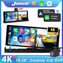 Jansite 10,26 "Auto DVR 4K Dash cam Rotation 2160P Front Kamera Recoder Drahtlose Carplay Android Auto GPS Dual Objektiv mit Halterung
