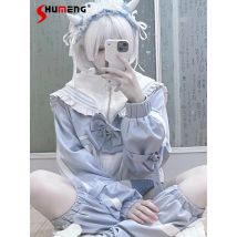 Japanische Minie-Serie, in Massenherstellung, wasserfarbene, lockere Jacke für Damen, Schleife, marineblauer Kragen, Streamer-Jacken, Y2k-Beinwärmer, Herbst