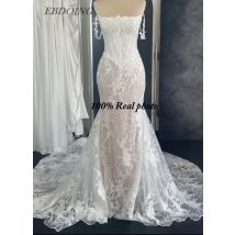 EBDOING Wedding Dress Mermaid Lace Boat Neck Neckline Classic Basque With Beading Customized Bride Gown