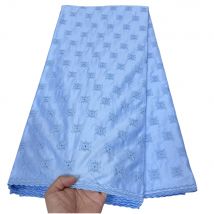 2025 African Nigerian Tulle Lace Fabric for Dress Sewing High Quality Damask Cotton Pure Embroidery Wedding Party hz1372 5Yard