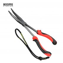 Booms Fishing F05 Pinza da pesca 28 cm Naso lungo Rimozione amo da pesca Anti-perdita Cordino appeso Acciaio al carbonio Attrezzatura per acqua salata Strumento