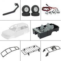 1/10 skala LC80 Harte Körper Montieren Dach Rack Innen Schwanz Leiter Ersatzradhalter Schnorchel LED Lampe für RC Crawler TRX4 SCX10