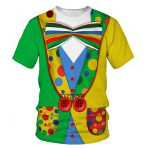 3D T Shirt For Men Women Clown Costume Funny Short Sleeve Themed Party Carnival Birthday Novelty Tee Top Halloween Cosplay Circu
