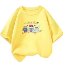 Kawaii Familie Eule Baum Cartoon Grafik T-Shirt Mädchen Mode niedlichen Sommer Tops Kinder Kurzarm Cartoon Kleidung