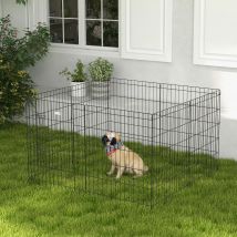 Box per cani Pawhut a 8 pannelli 76X61 cm con doppia chiusura nera