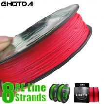 GHOTDA Farbechte 8-strängige geflochtene PE-Angelschnur 0,6 # -8.0 #   100 m 13–78 LB hochwertiges Casting Far Carp Wire Fishing Tackle Red