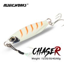 MAGIC WORKS Metal Jig Fishing Lure 15g 20g 30g 40g 60g Pike Wobbler Sea Bass Artificial Bait Fishing Slow Cast Jigging Spoon
