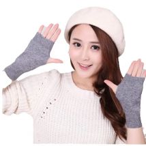 Sales Genuine Fine Sheep Wool Mitt Exposed Finger Women's Gloves Winter Autumn Knitted for Women Fingerless Gloves Wrist Mittens