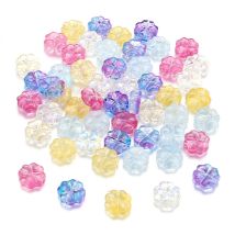 50 Stück vierblättriges Kleeblatt-Glasperlen, flach, rund, niedlich, lose Rocaillesperlen für DIY-Herstellung von Armbändern, Telefonketten, Ohrringen, Zubehör